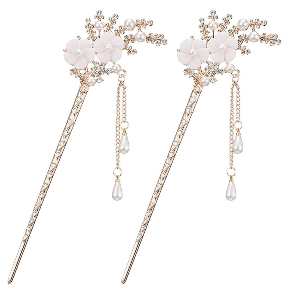 Hair Stick Crystal Rhinestone Flower 2/pack